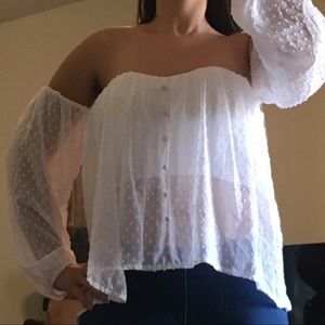 NWT Off the Shoulder White Crop Top